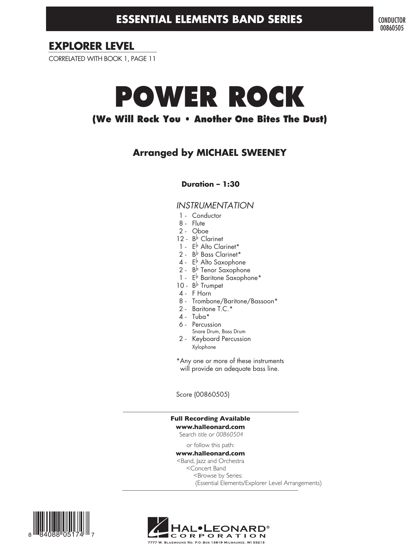 Power Rock (arr. Michael Sweeney): Concert Band Conductor Score & Parts
