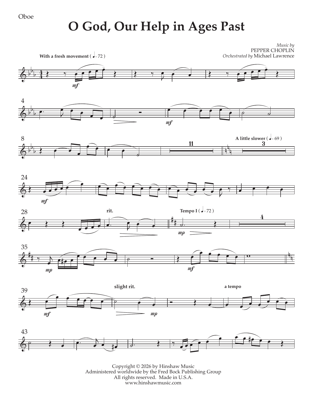 O God Our Help in Ages Past - Oboe: Choral Instrumental Pak