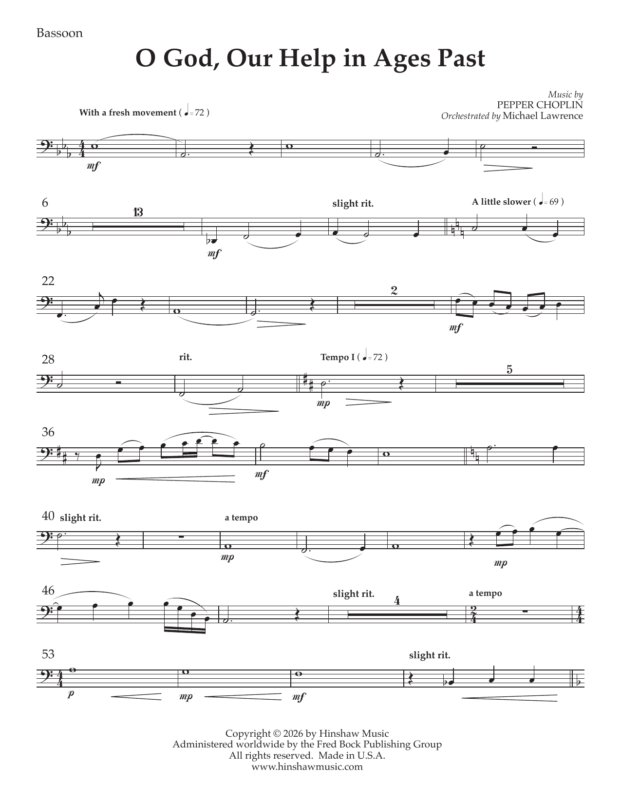 O God Our Help in Ages Past - Bassoon: Choral Instrumental Pak