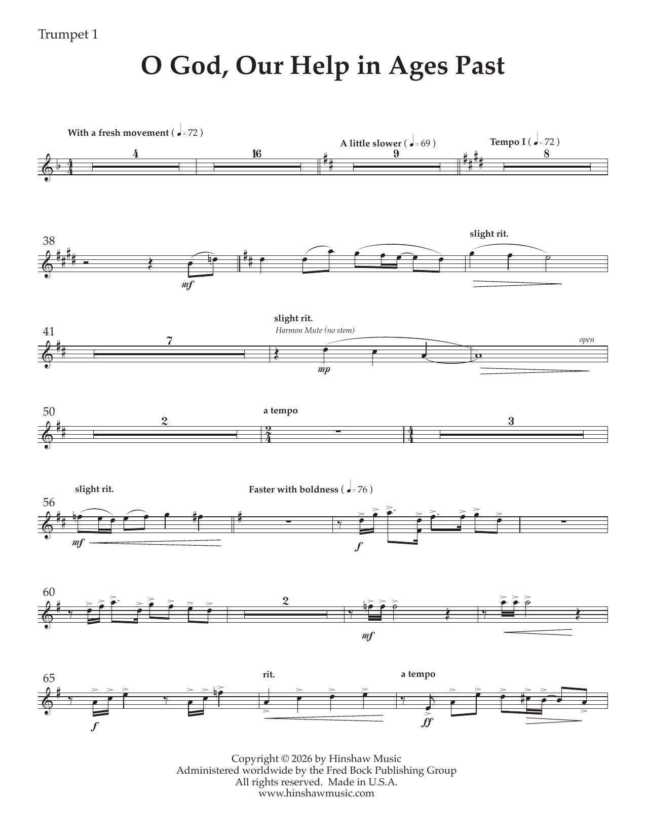 O God Our Help in Ages Past - Bb Trumpet 1: Choral Instrumental Pak