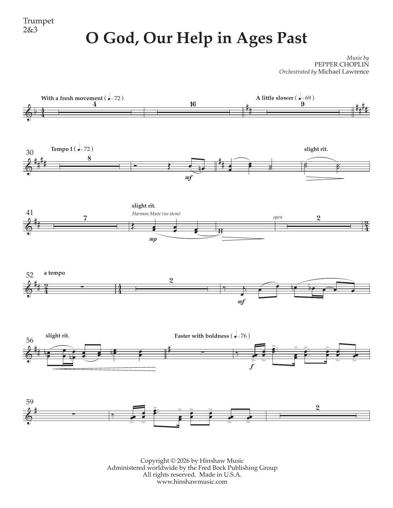 O God Our Help in Ages Past - Bb Trumpet 2,3: Choral Instrumental Pak