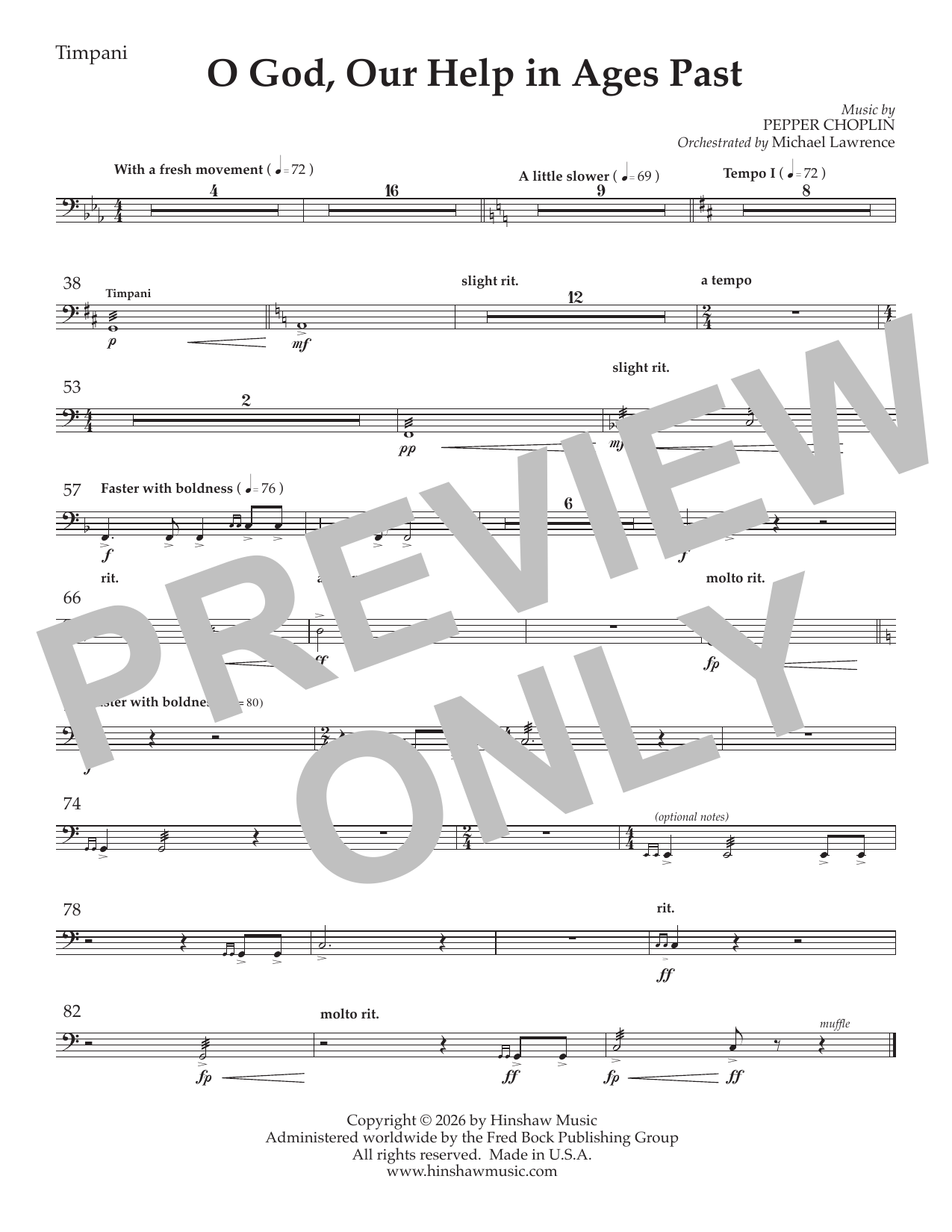 O God Our Help in Ages Past - Timpani: Choral Instrumental Pak