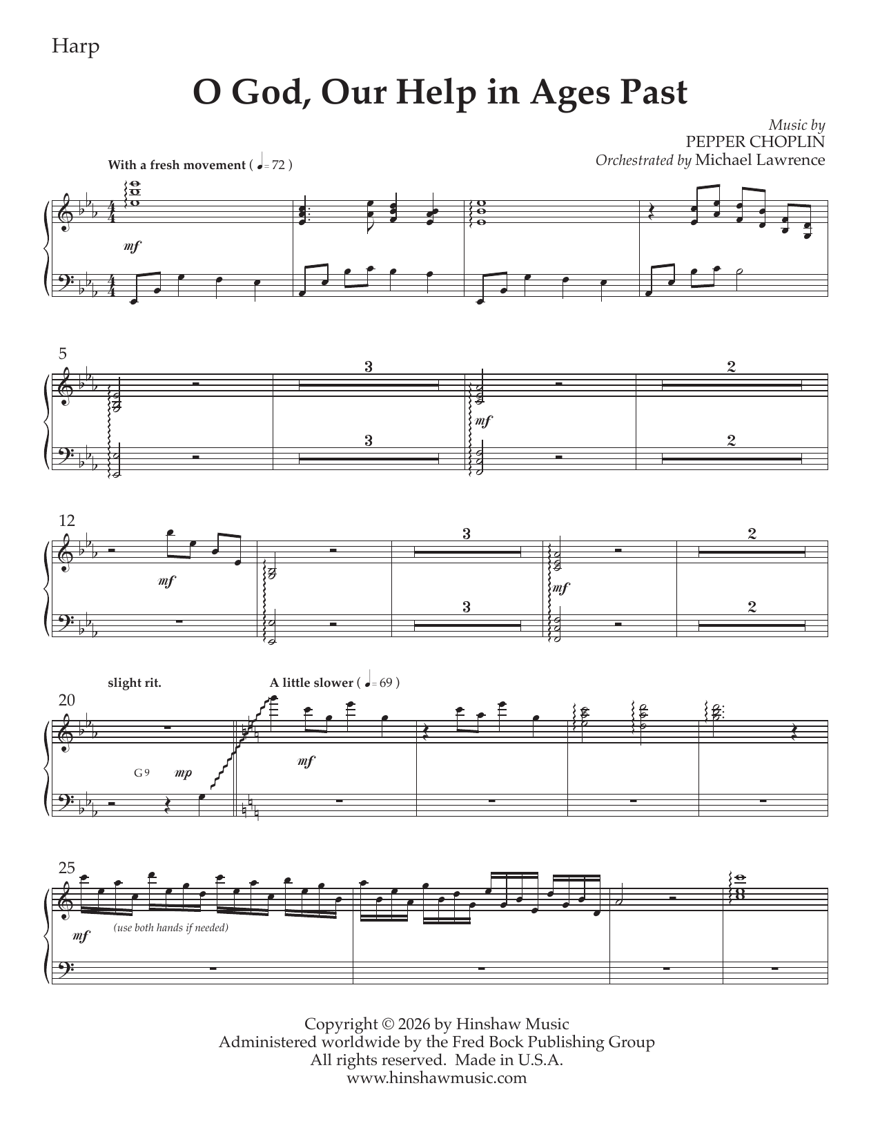 O God Our Help in Ages Past - Harp: Choral Instrumental Pak