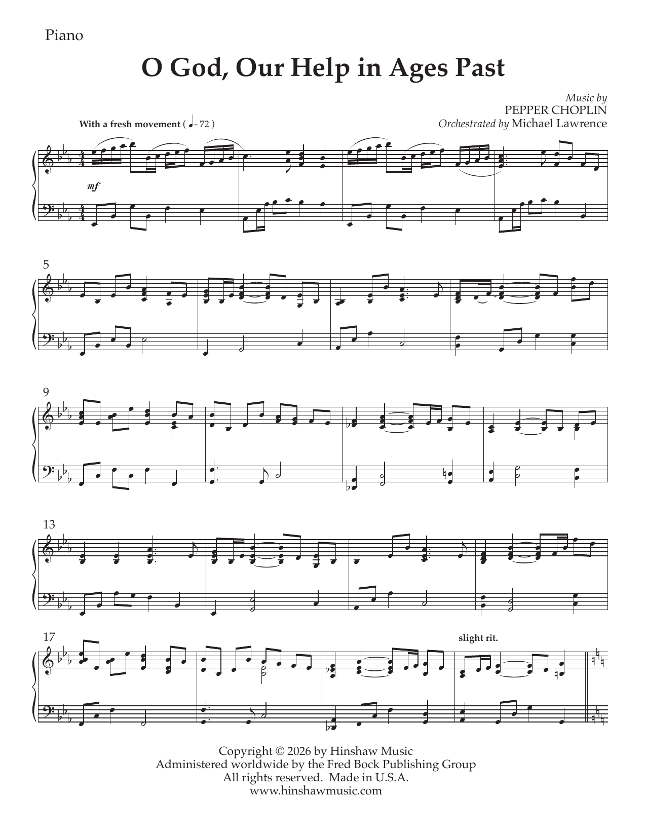 O God Our Help in Ages Past - Piano: Choral Instrumental Pak