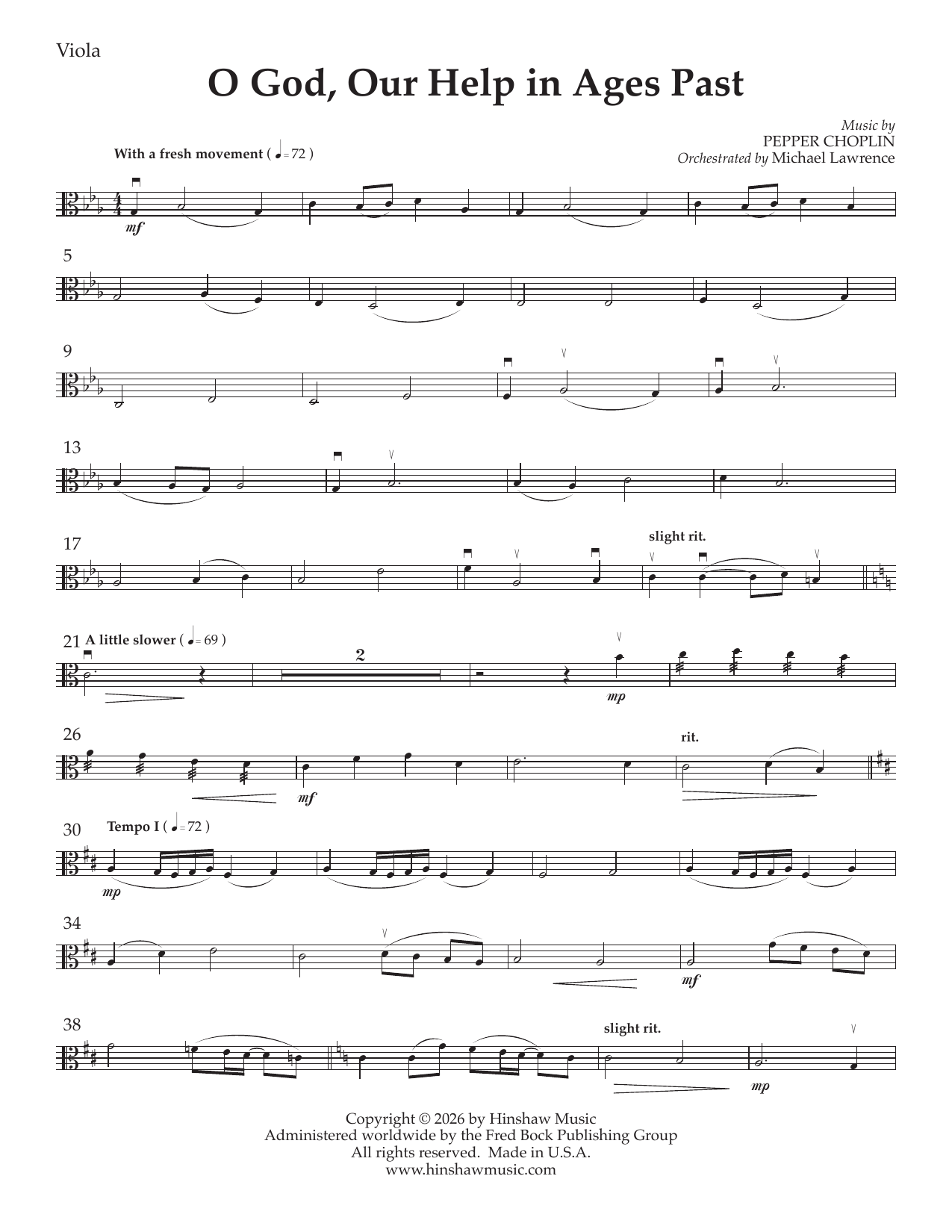 O God Our Help in Ages Past - Viola: Choral Instrumental Pak