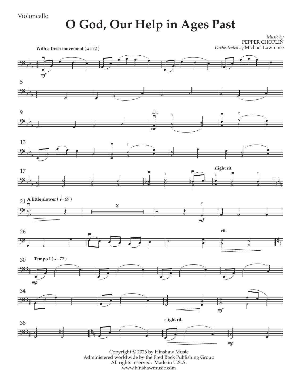 O God Our Help in Ages Past - Violoncello: Choral Instrumental Pak
