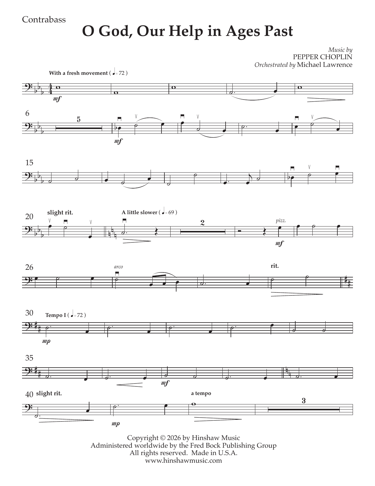 O God Our Help in Ages Past - Contrabass: Choral Instrumental Pak