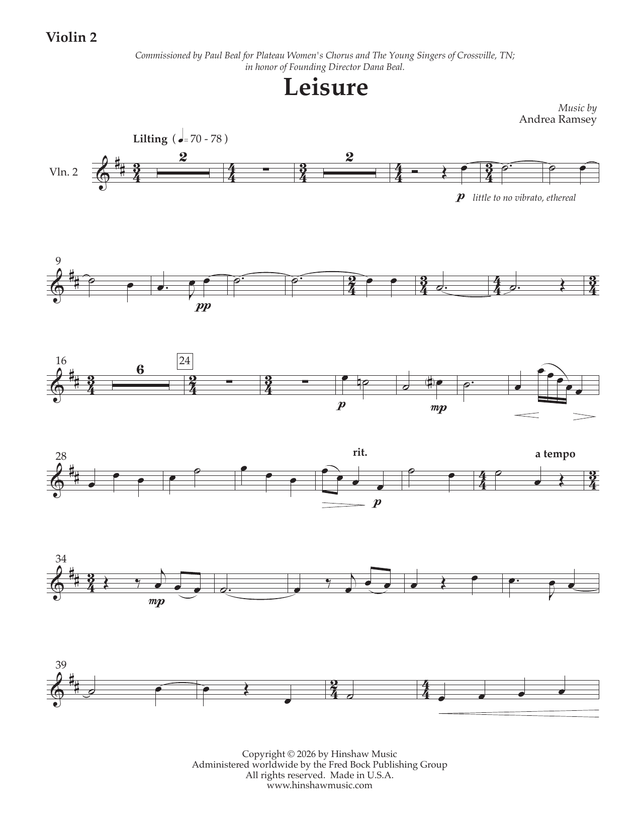 Leisure - Violin 2: Choral Instrumental Pak