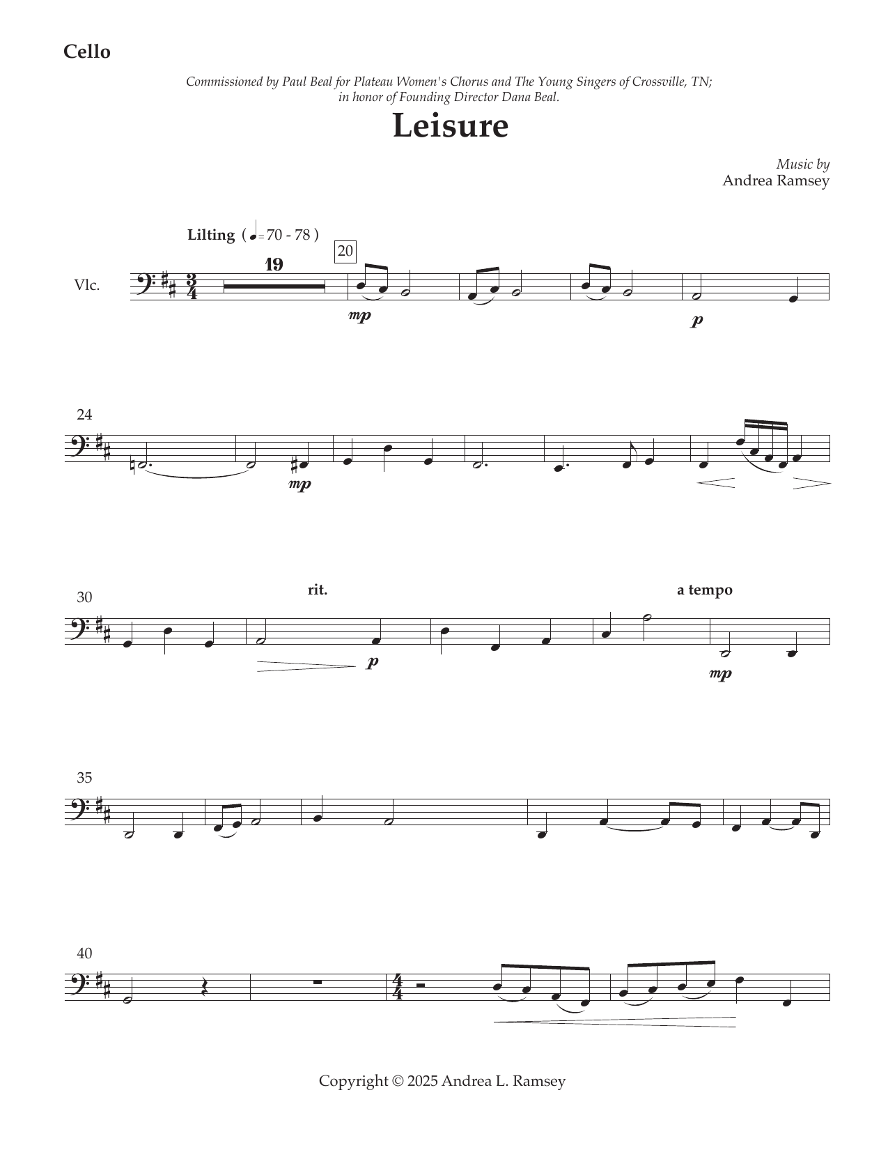 Leisure - Cello: Choral Instrumental Pak
