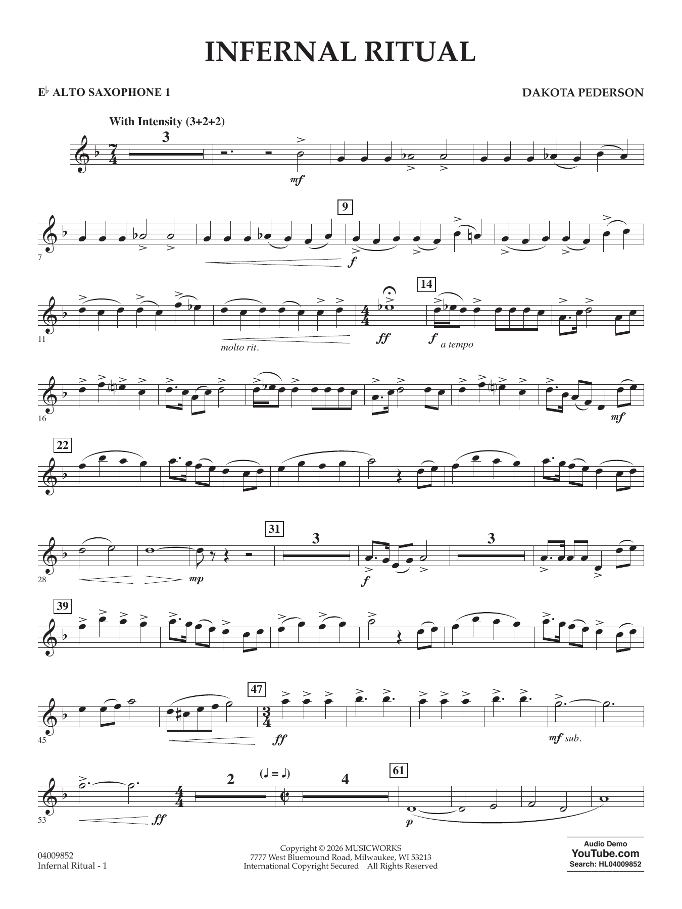 Infernal Ritual - Eb Alto Saxophone 1
