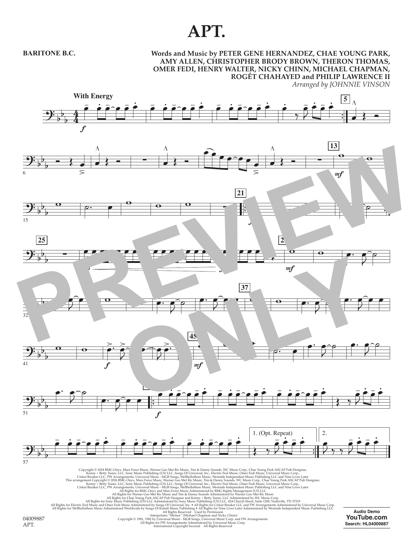APT. (arr. Johnnie Vinson) - Baritone B.C.