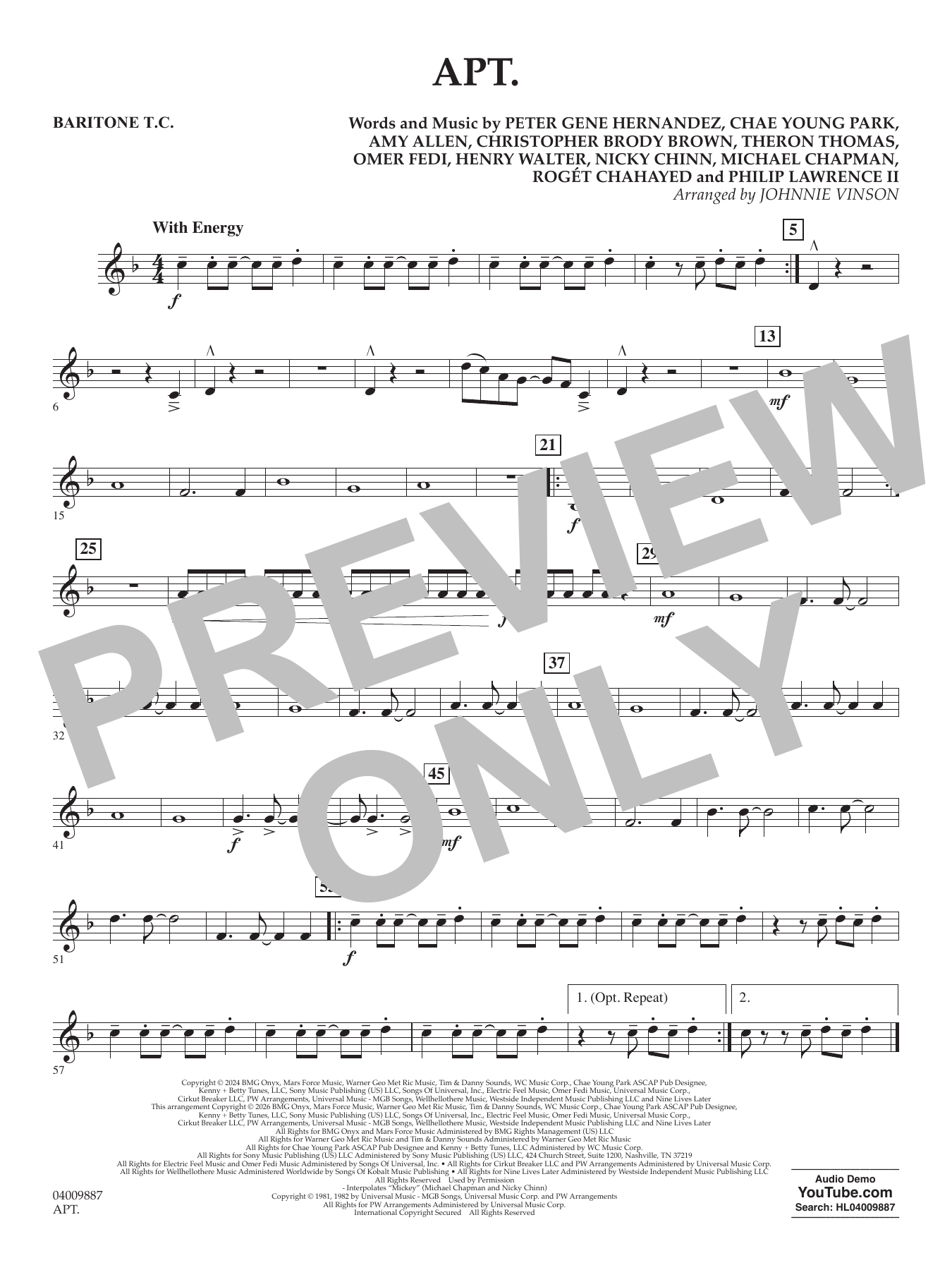 APT. (arr. Johnnie Vinson) - Baritone T.C.