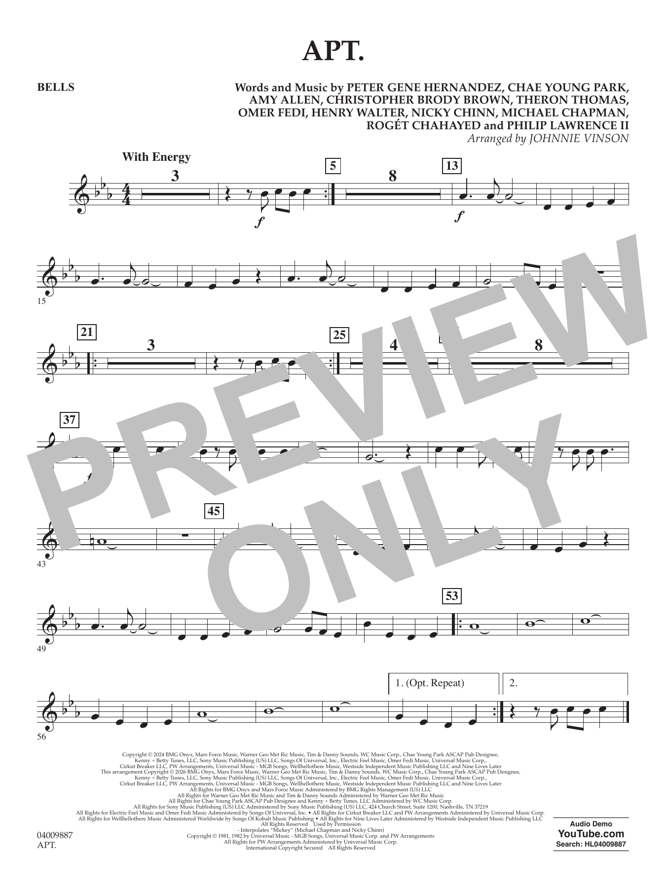 APT. (arr. Johnnie Vinson) - Bells