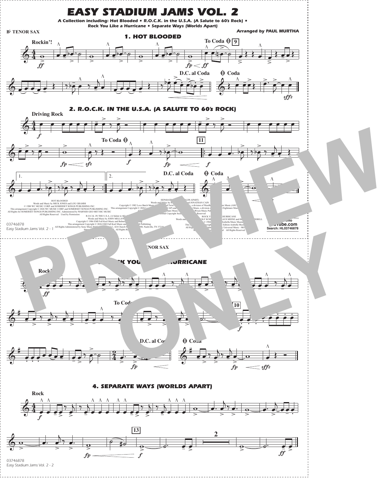 Easy Stadium Jams Vol. 2 - Bb Tenor Sax