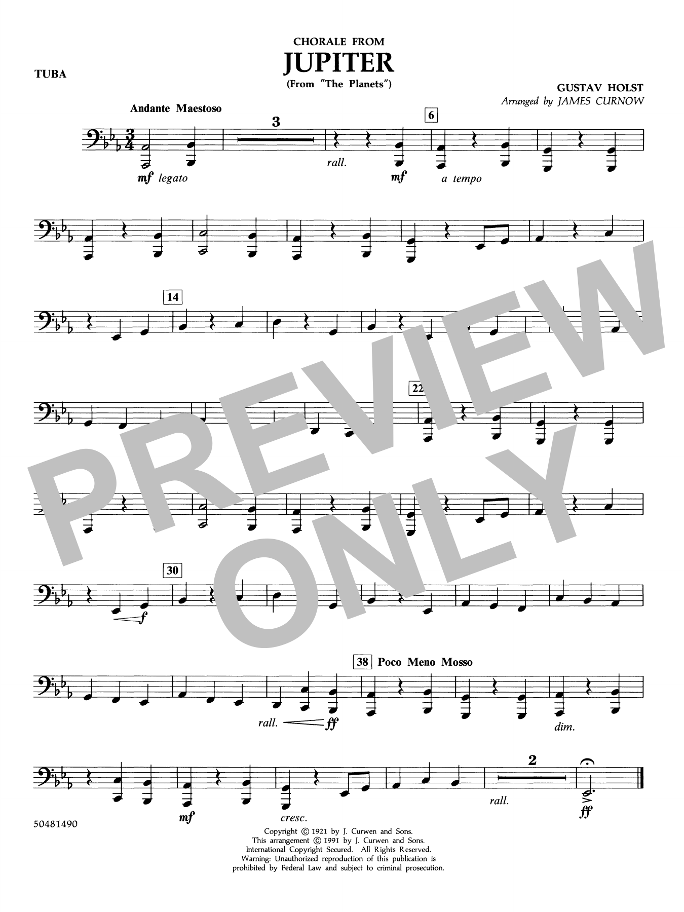Chorale from Jupiter (from The Planets) (arr. Curnow) - Tuba