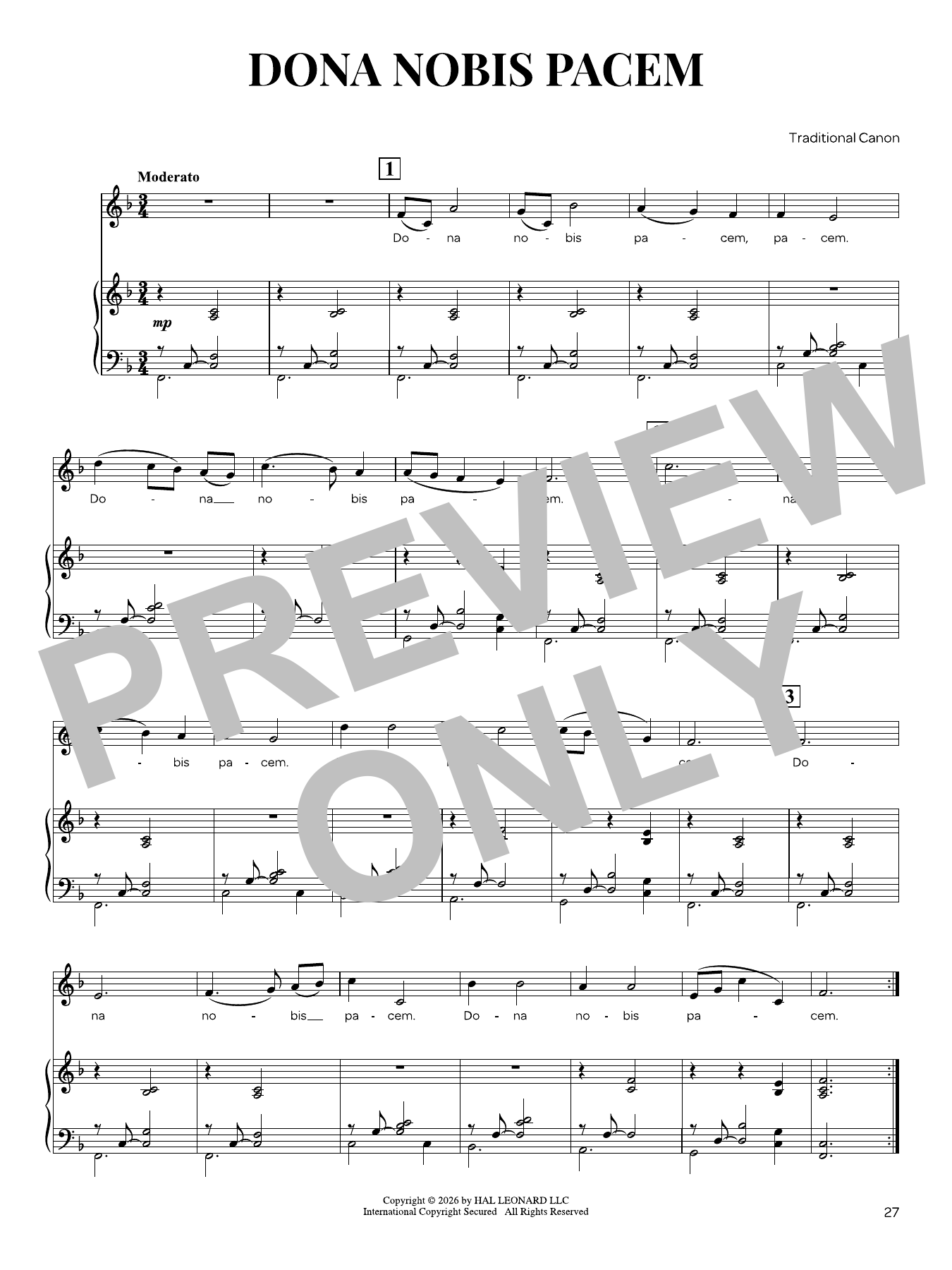 Dona Nobis Pacem: Piano Vocal