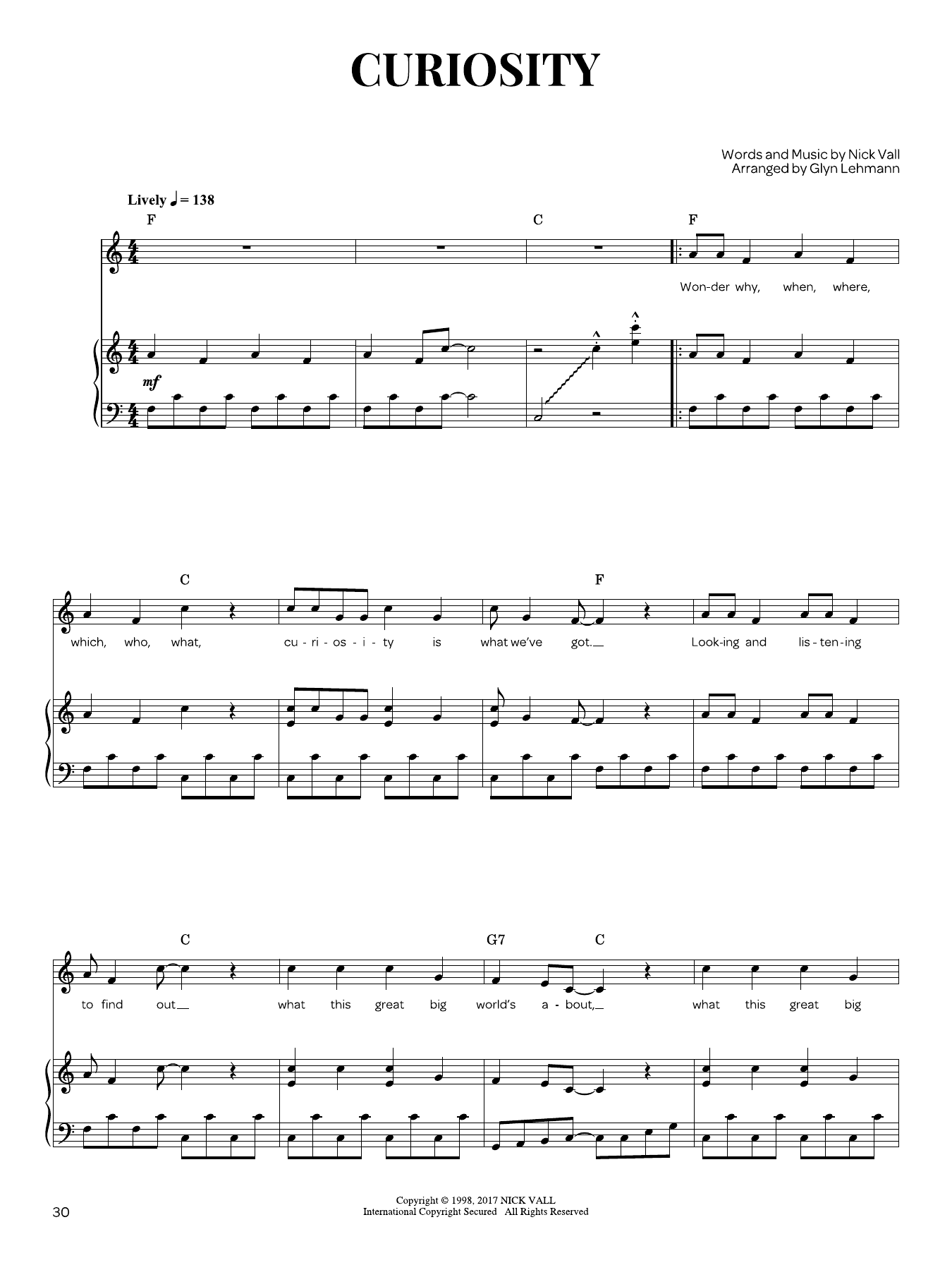 Curiosity: Piano Vocal