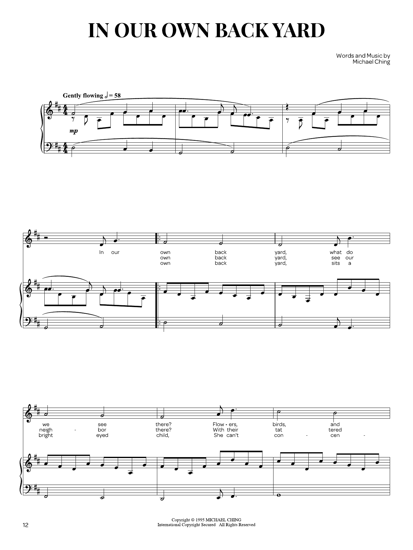In Our Own Backyard: Piano Vocal