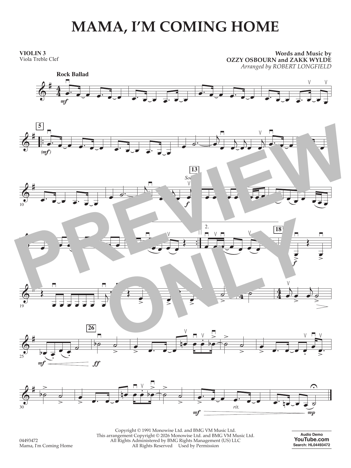 Mama I'm Coming Home (arr. Robert Longfield) - Violin 3 (Viola Treble Clef)
