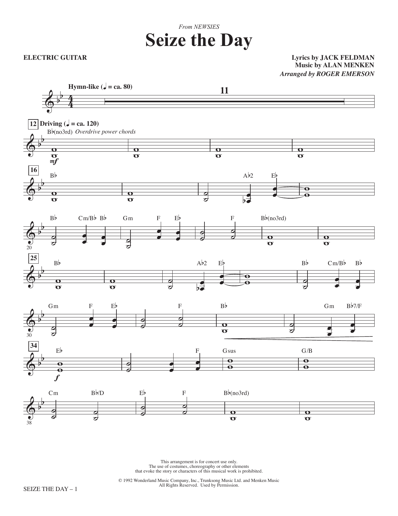 Seize The Day (from Newsies) (arr. Emerson) - Electric Guitar: Choral Instrumental Pak