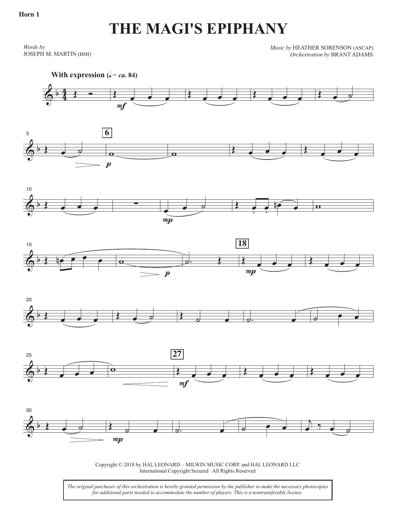 The Magi's Epiphany - F Horn 1: Choral Instrumental Pak