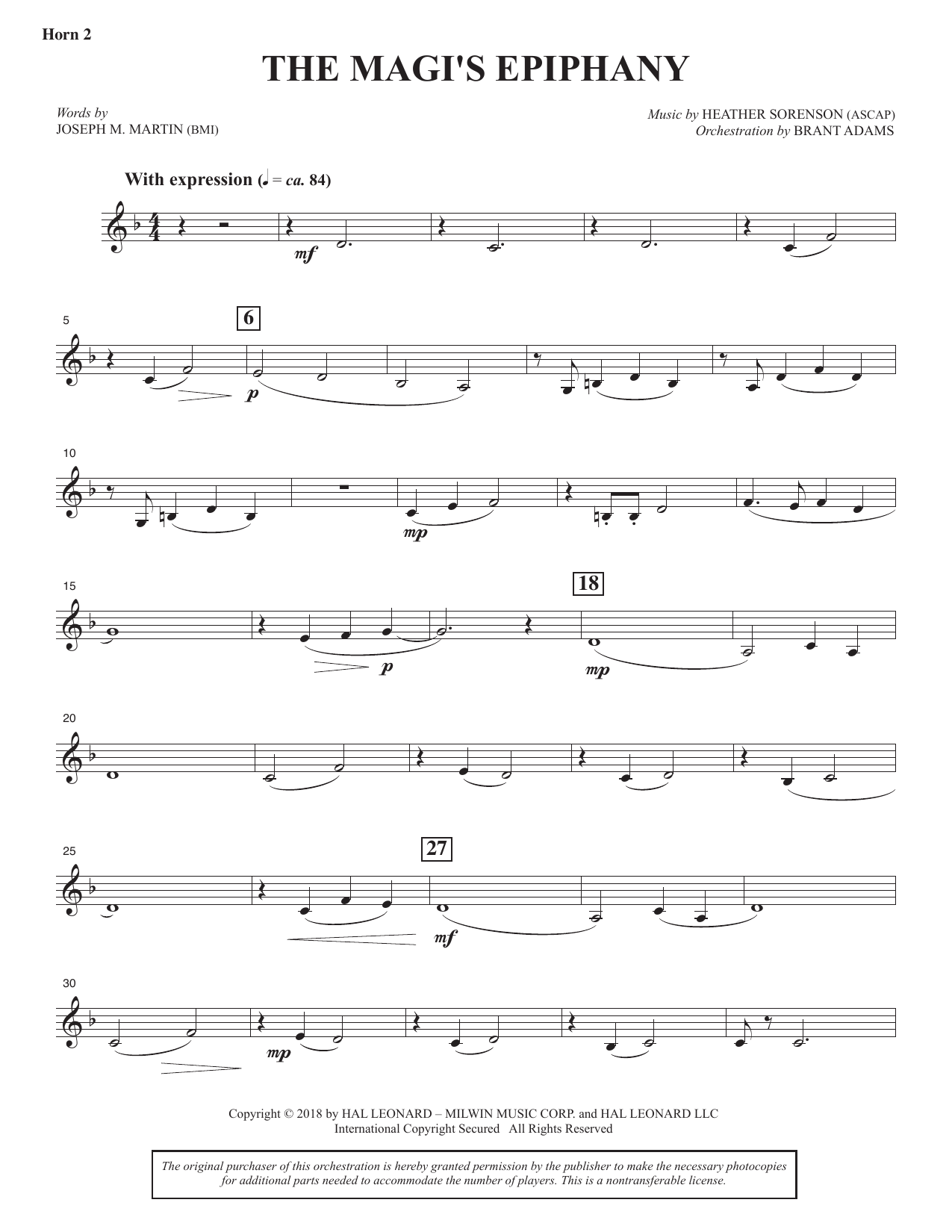 The Magi's Epiphany - F Horn 2: Choral Instrumental Pak