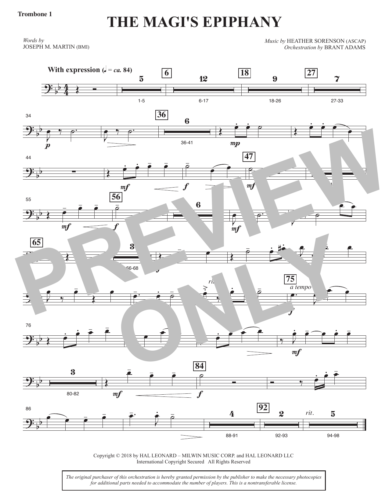 The Magi's Epiphany - Trombone 1: Choral Instrumental Pak