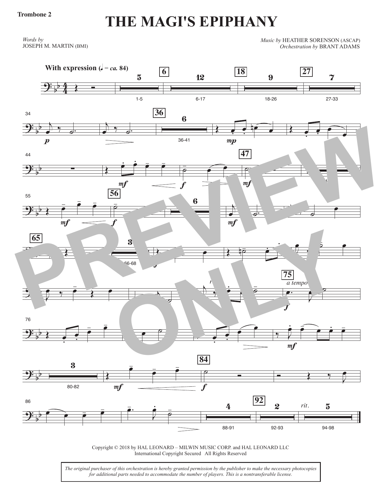 The Magi's Epiphany - Trombone 2: Choral Instrumental Pak