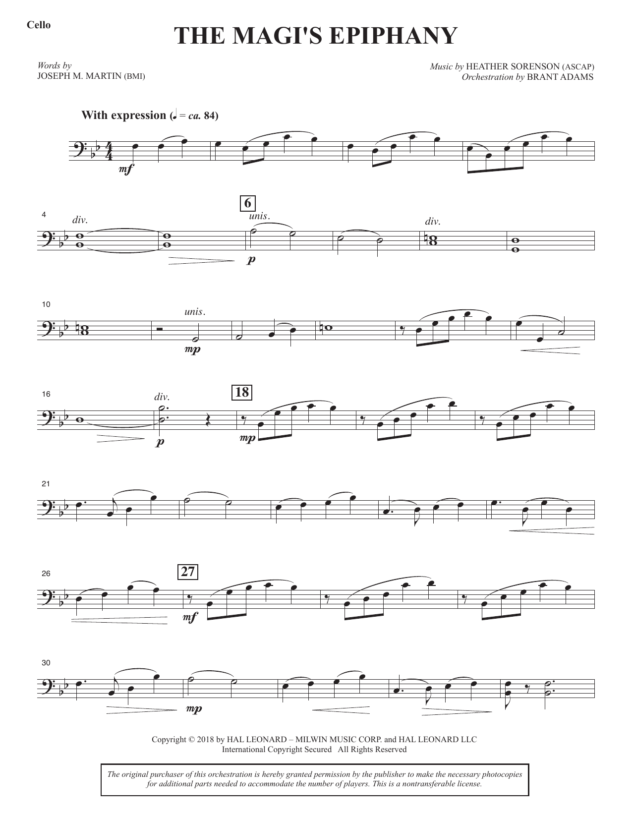 The Magi's Epiphany - Cello: Choral Instrumental Pak