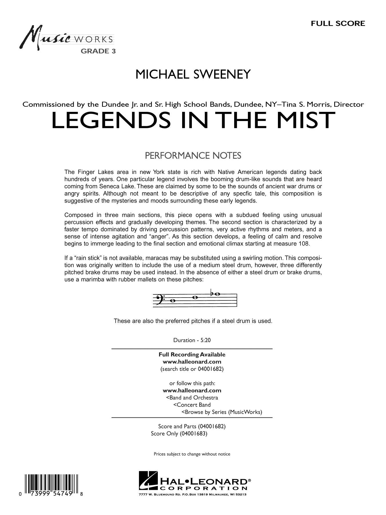 Legends in the Mist: Concert Band Conductor Score & Parts