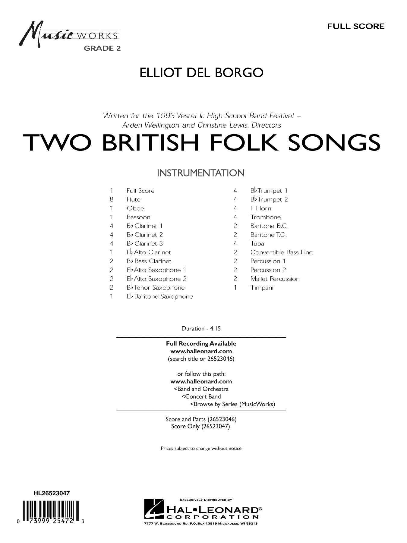 Two British Folk Songs: Concert Band Conductor Score & Parts