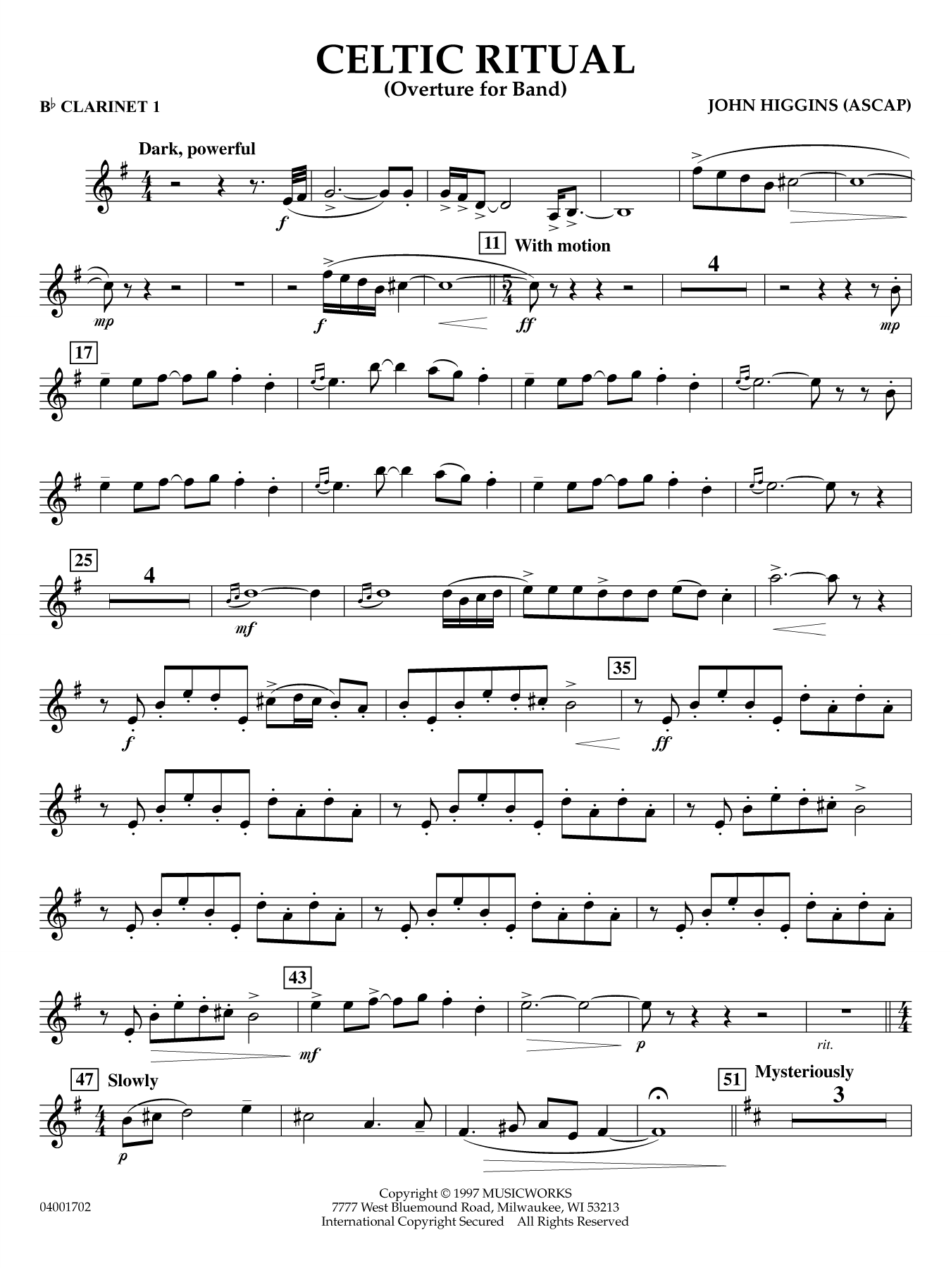 Celtic Ritual - Bb Clarinet 1