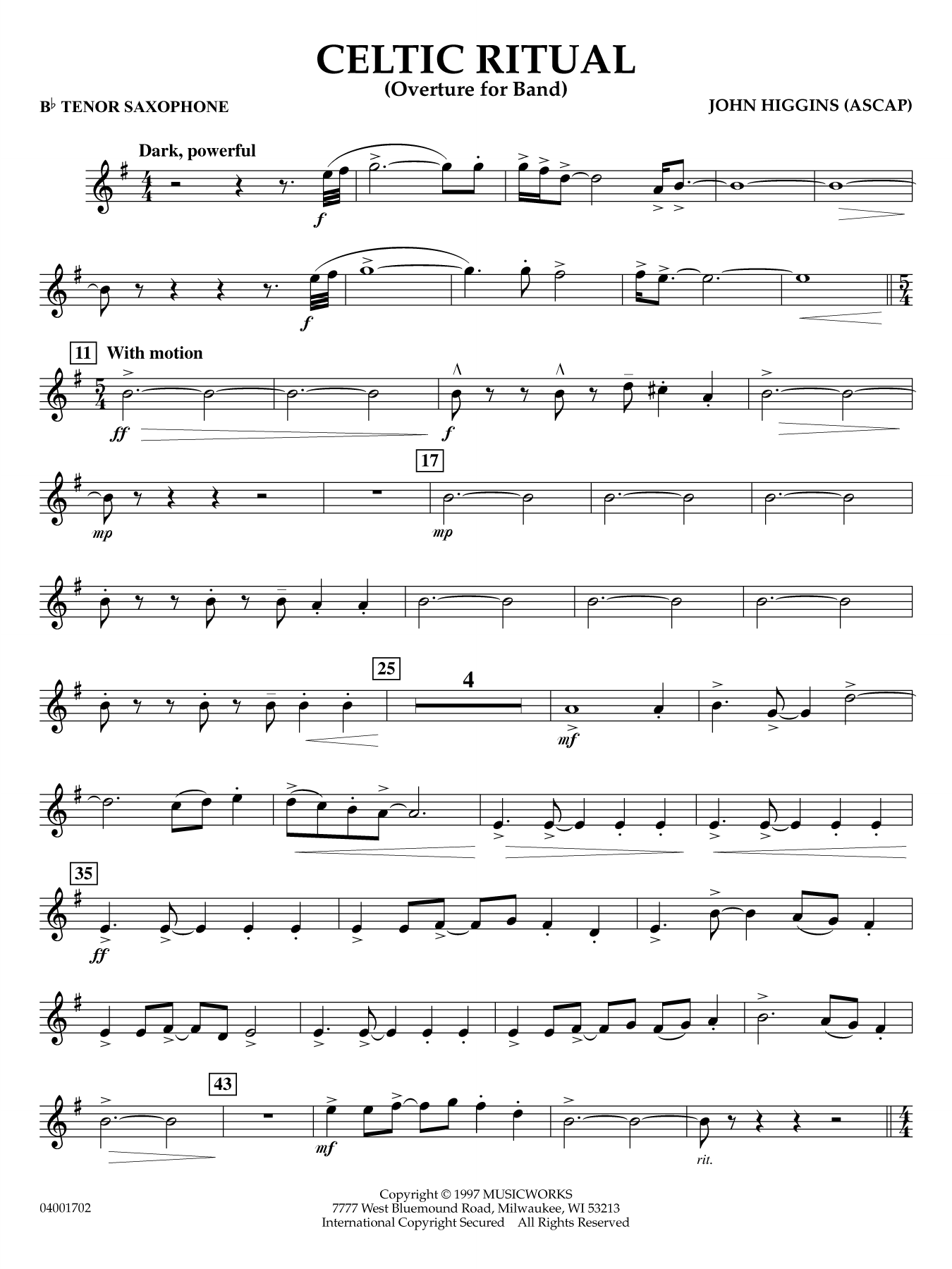 Celtic Ritual - Bb Tenor Saxophone