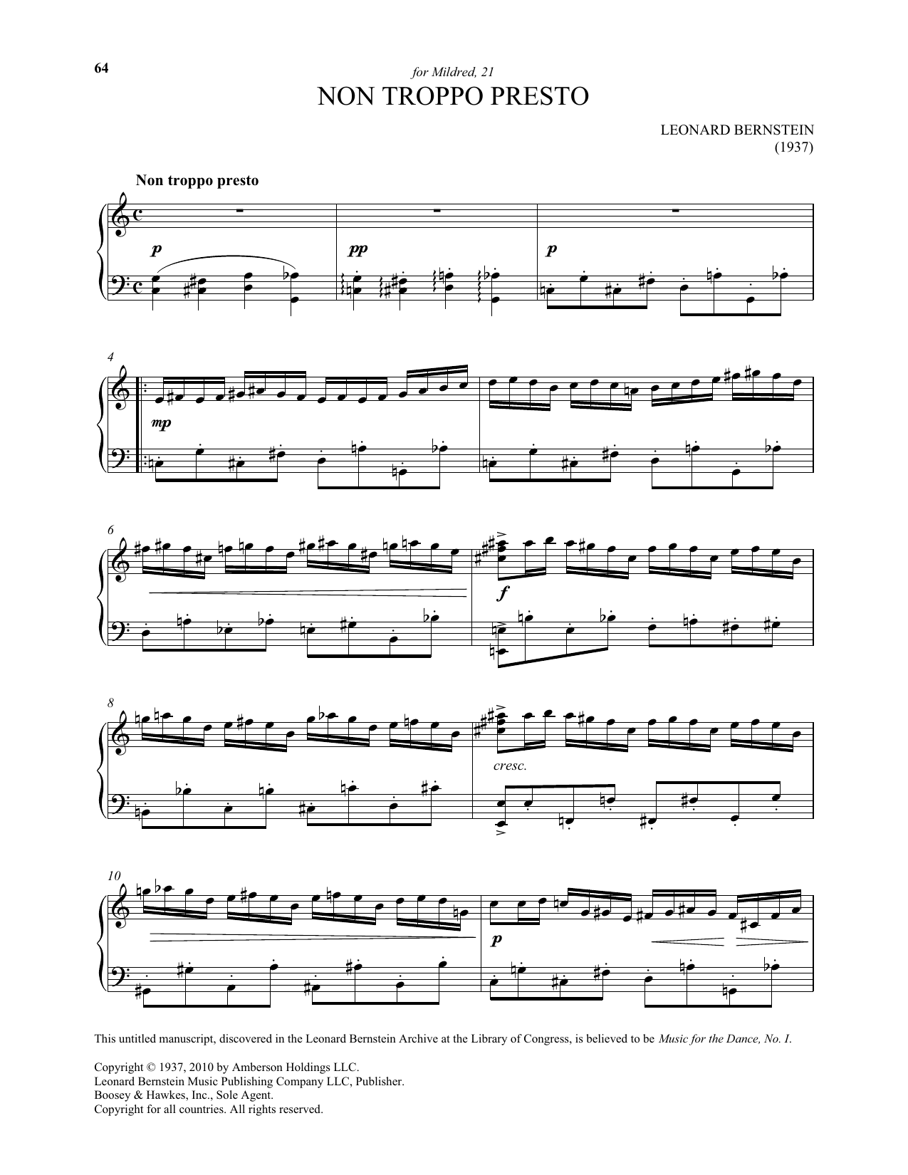 Non Troppo Presto: Piano Solo