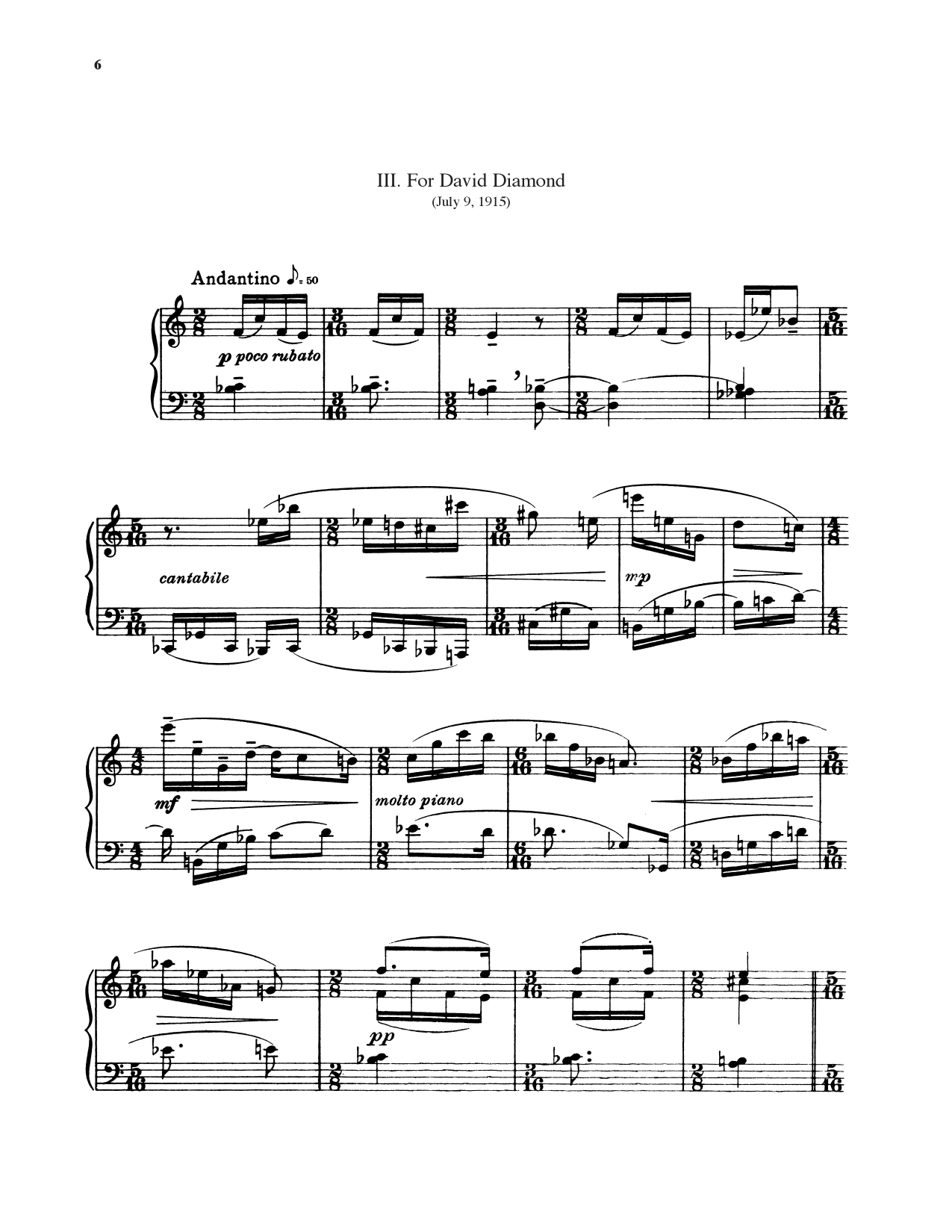 For David Diamond: Piano Solo