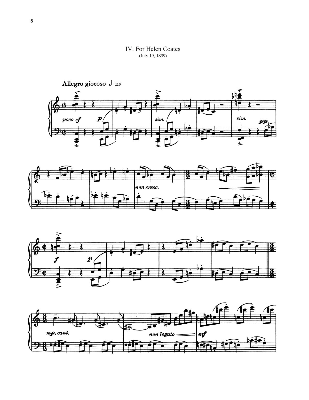 For Helen Coates: Piano Solo