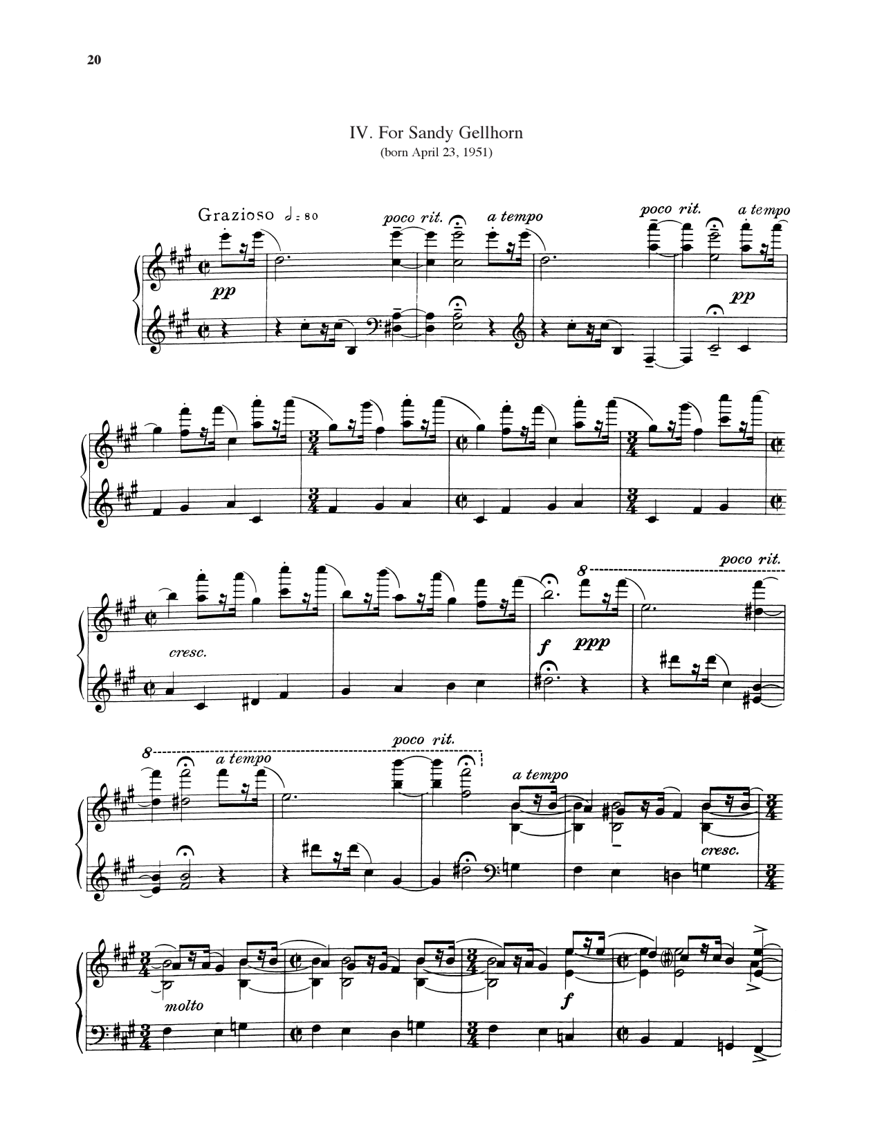 For Sandy Gellhorn: Piano Solo