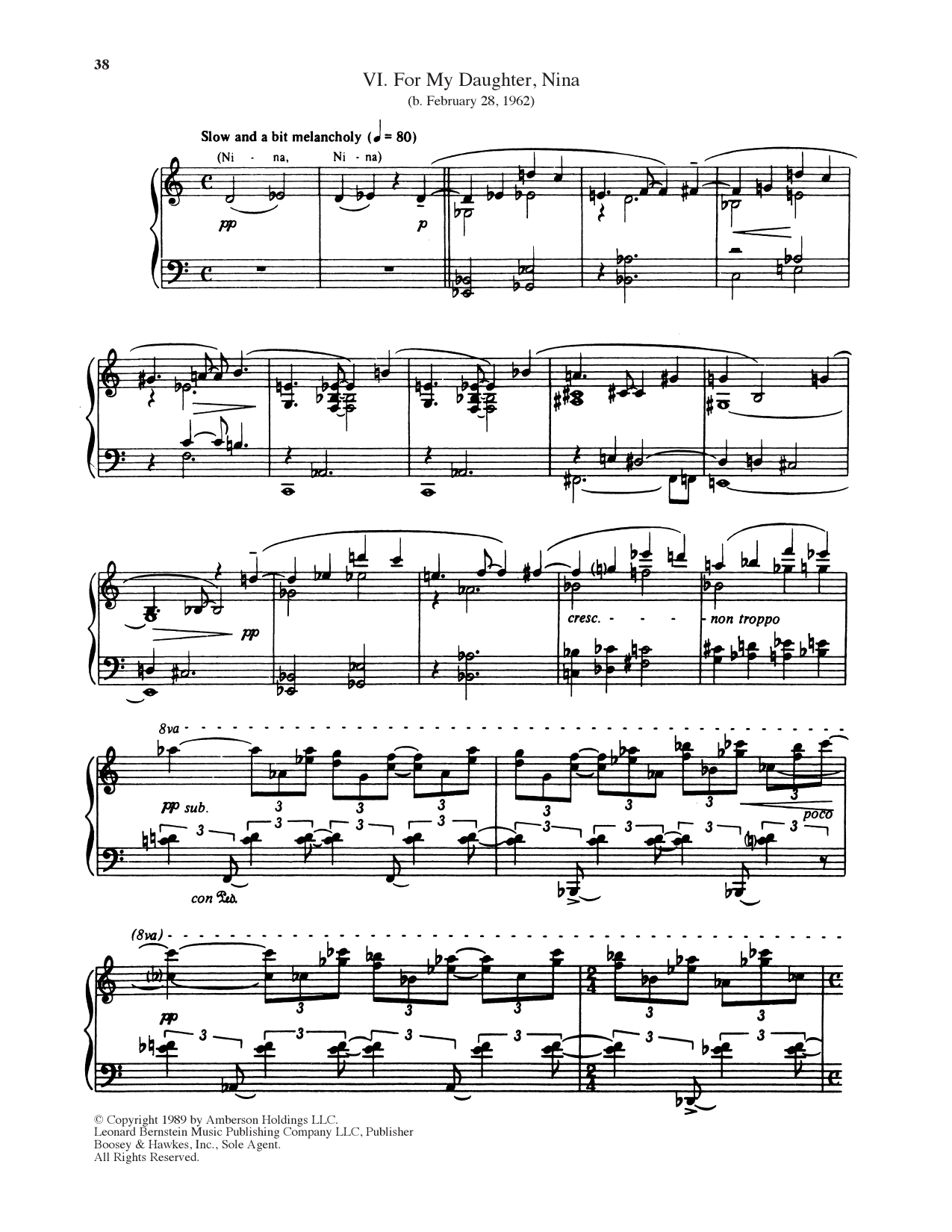 For My Daughter, Nina: Piano Solo
