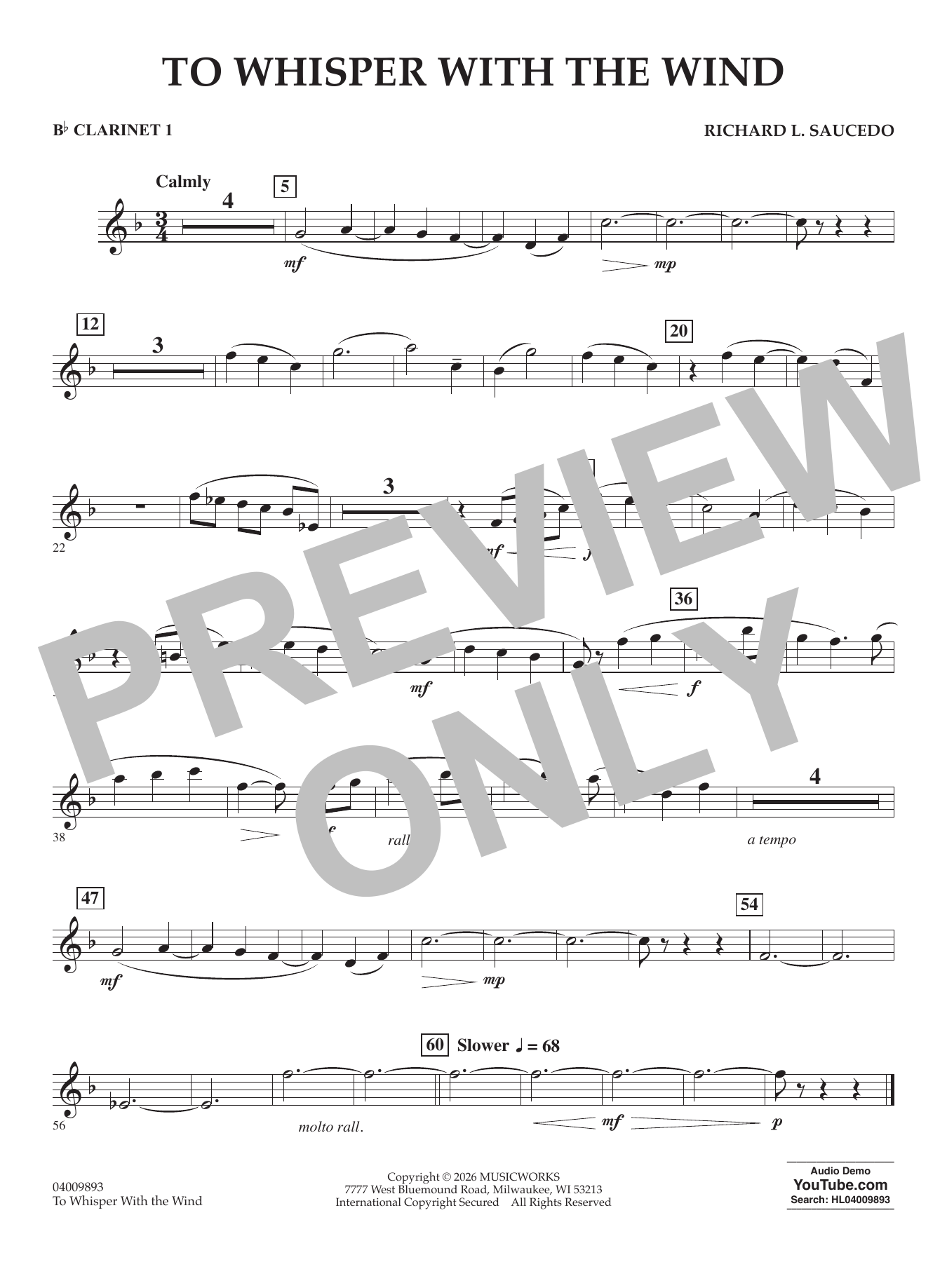 To Whisper With The Wind - Bb Clarinet 1