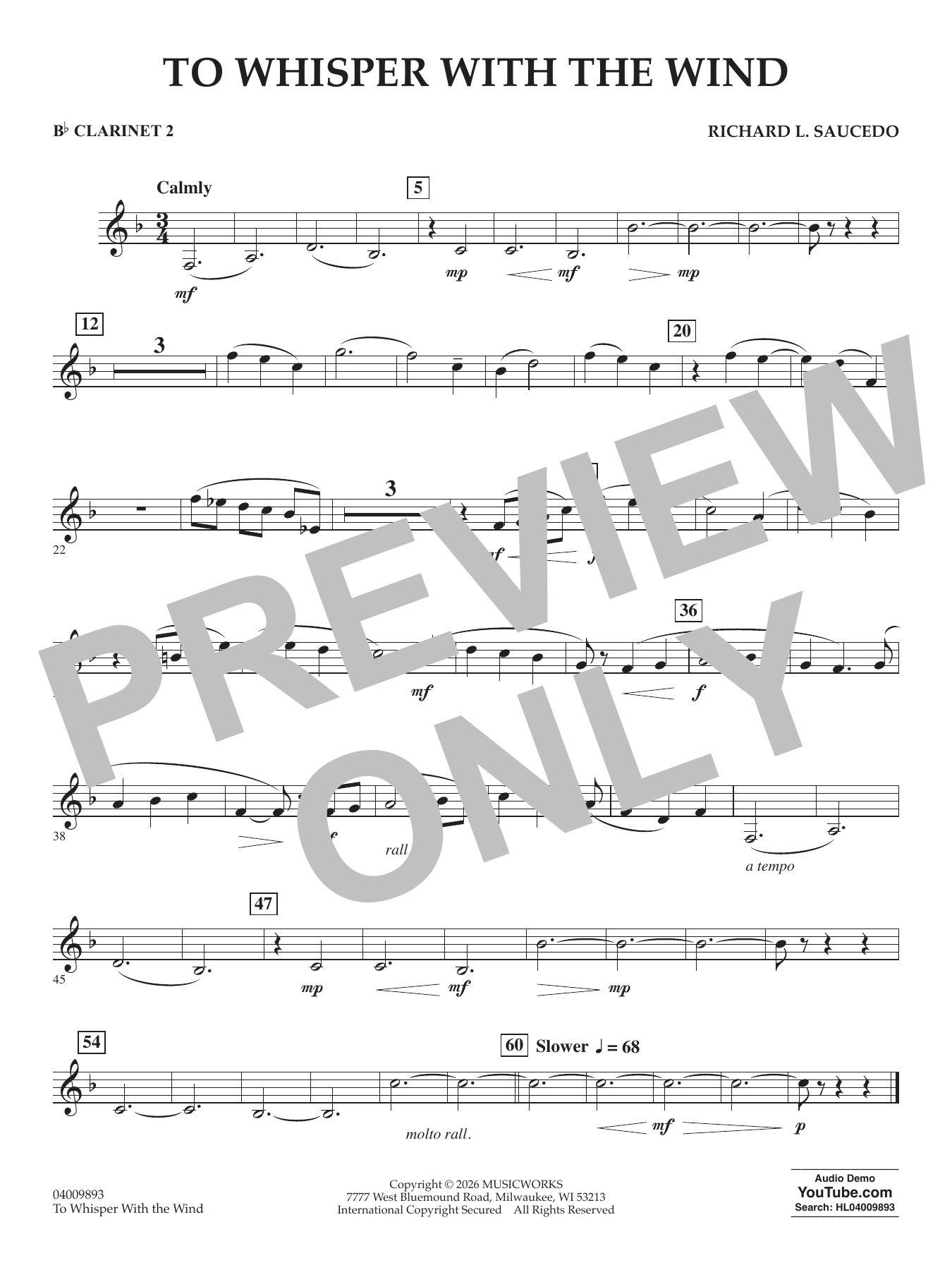 To Whisper With The Wind - Bb Clarinet 2