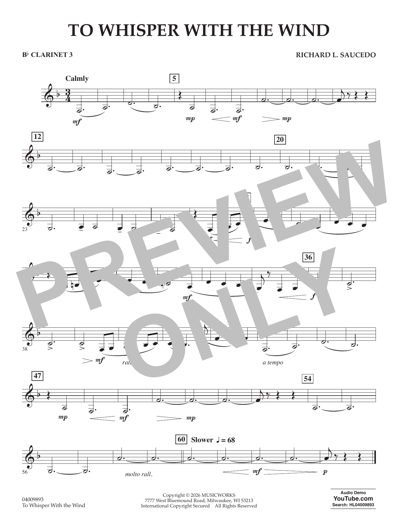To Whisper With The Wind - Bb Clarinet 3