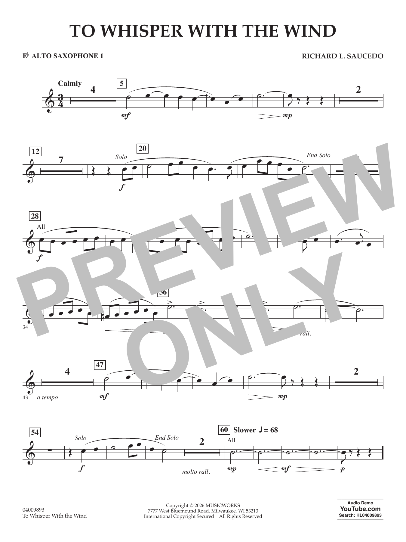 To Whisper With The Wind - Eb Alto Saxophone 1