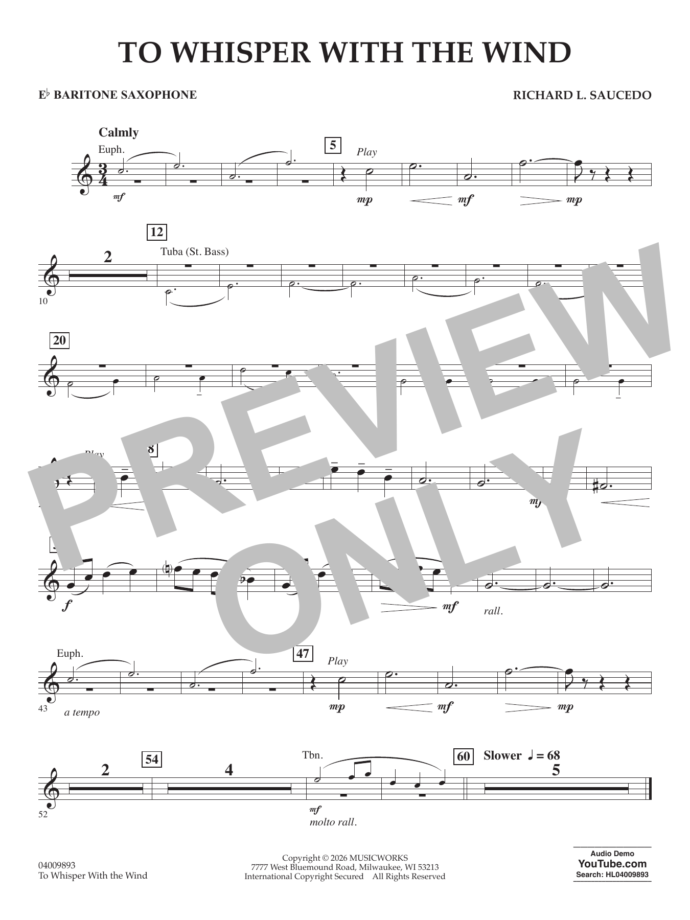 To Whisper With The Wind - Eb Baritone Saxophone