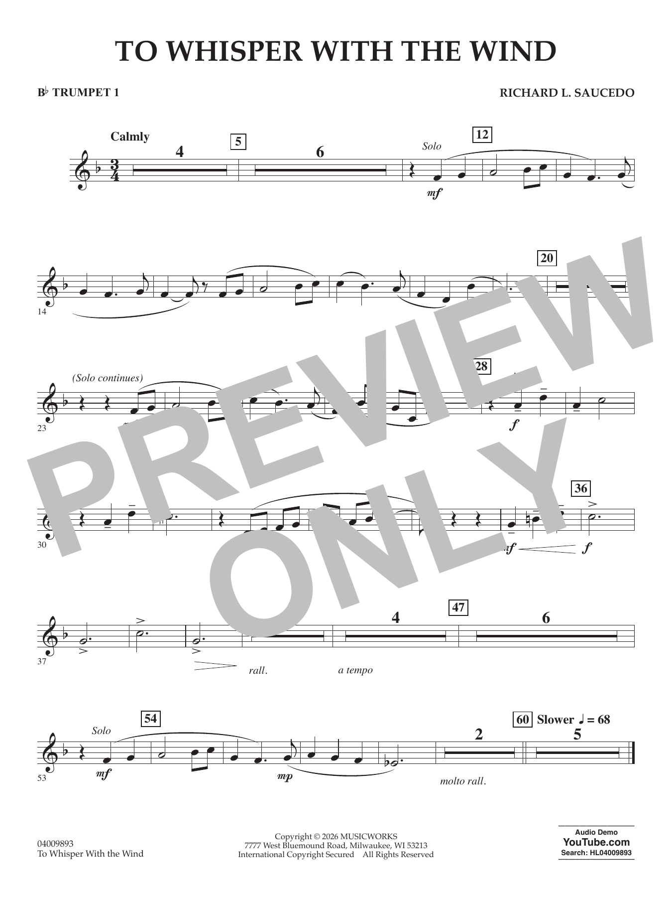 To Whisper With The Wind - Bb Trumpet 1