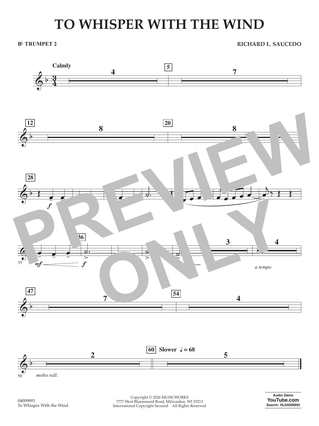To Whisper With The Wind - Bb Trumpet 2