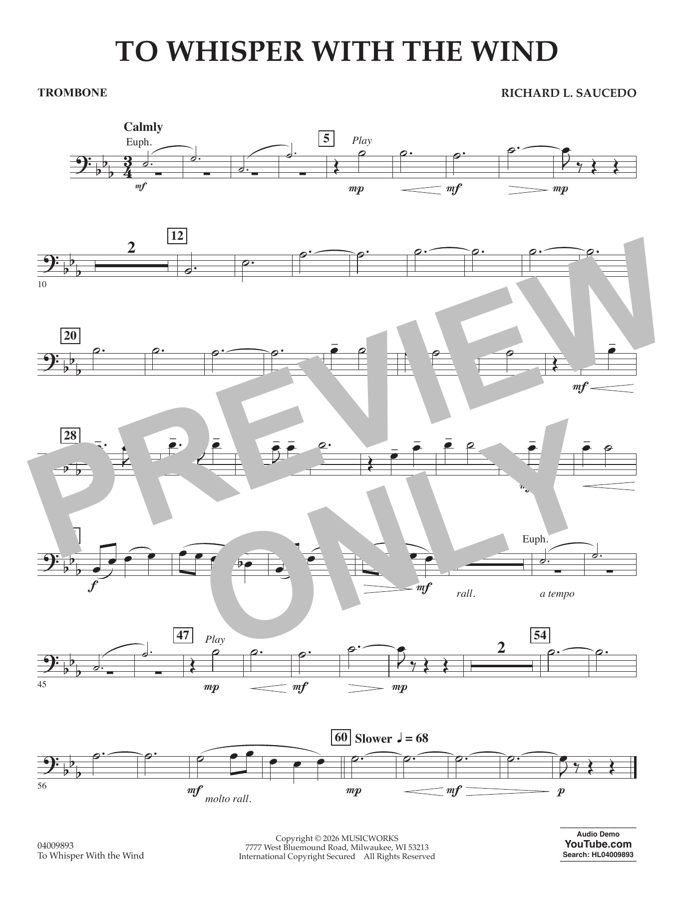 To Whisper With The Wind - Trombone