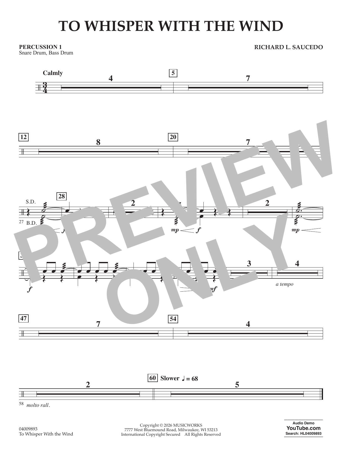 To Whisper With The Wind - Percussion 1