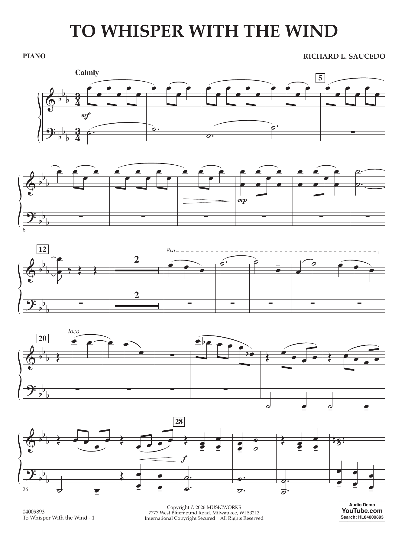 To Whisper With The Wind - Piano