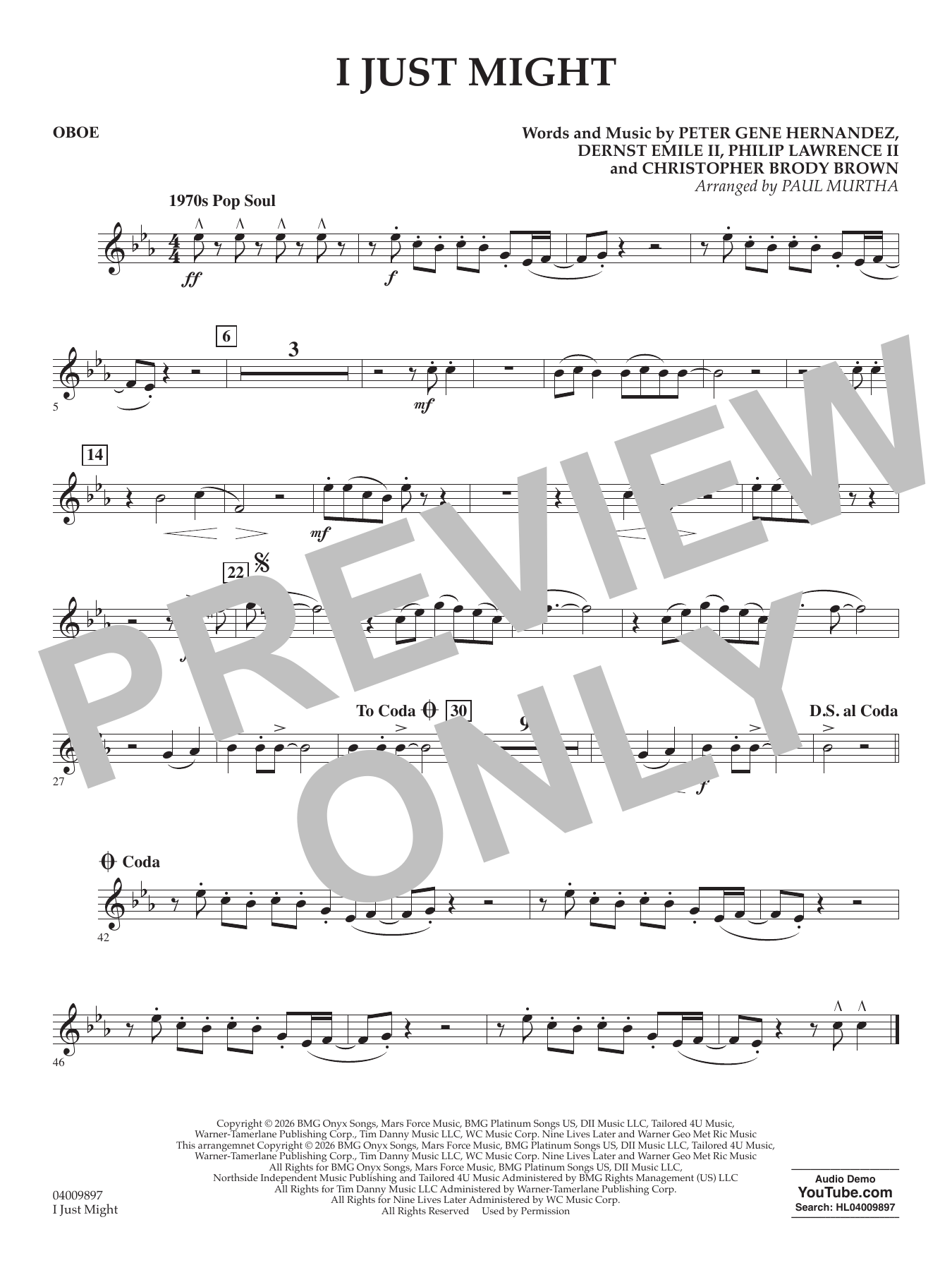 I Just Might (arr. Paul Murtha) - Oboe
