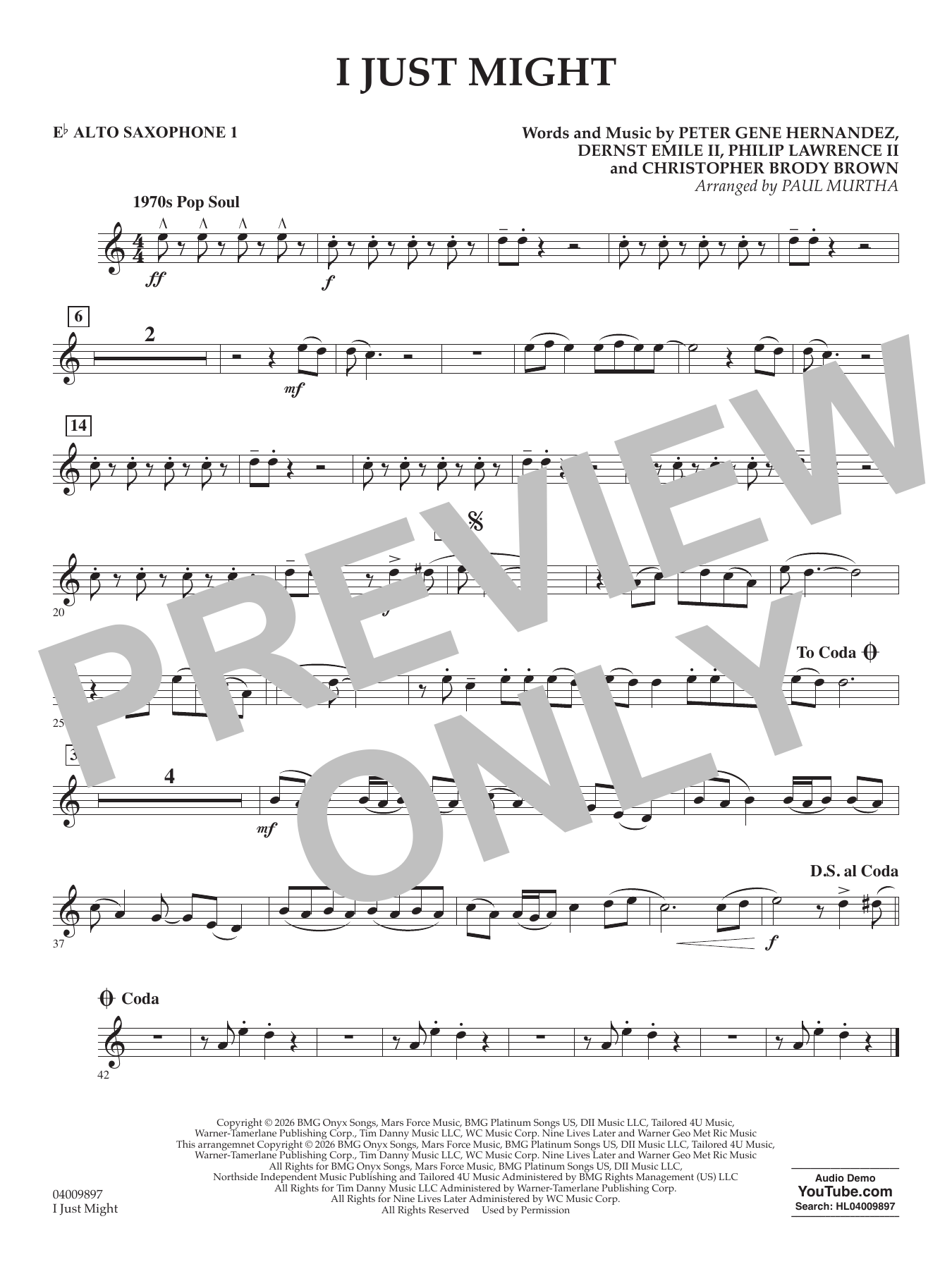 I Just Might (arr. Paul Murtha) - Eb Alto Saxophone 1